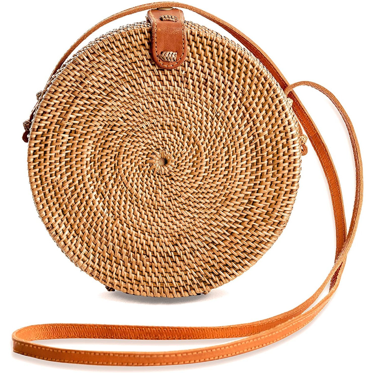 round bag bag handmade bag handcrafted bag paloma sunday swim bamboo bali bag leather strap bayu jungle style small bag beach bag woven style bayu zalando wood  (6866209472683)